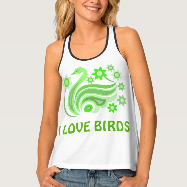 Women's Tank Top with creative bird with flower (Front)