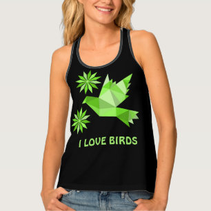 Women's Tank Top with creative bird with flower