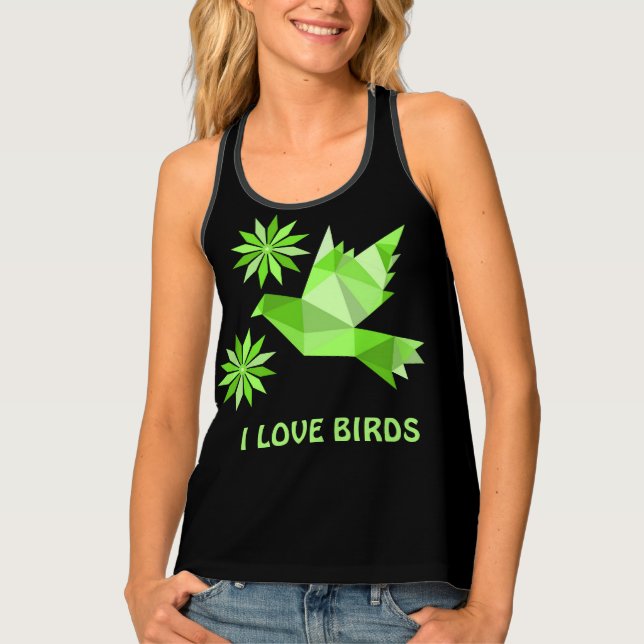 Women's Tank Top with creative bird with flower (Front)