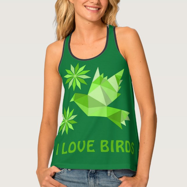 Women's Tank Top with creative bird with flower (Front)