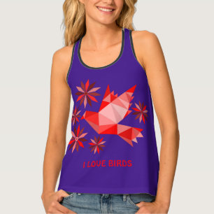 Women's Tank Top with creative bird with flower