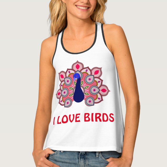 Women's Tank Top with creative bird with flower (Front)