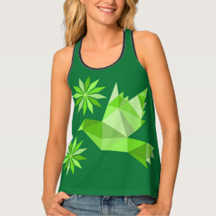 Women's Tank Top with creative bird with flower