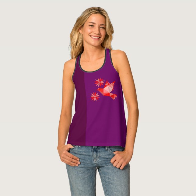 Women's Tank Top with creative bird with flower (Front Full)