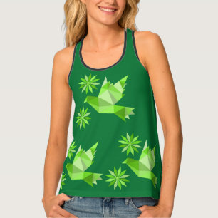 Women's Tank Top with creative bird with flower