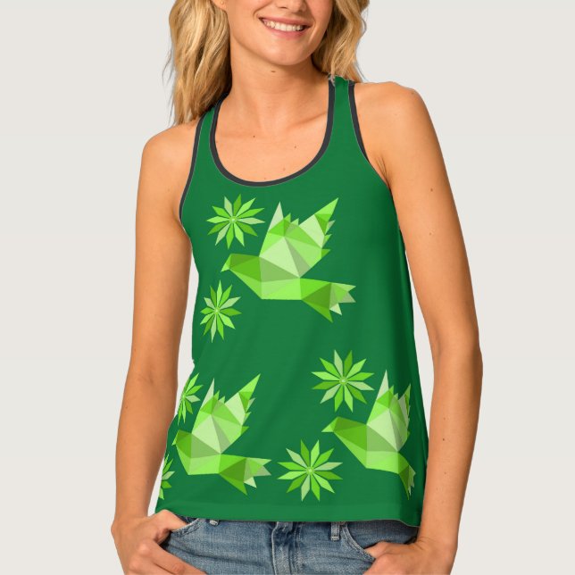 Women's Tank Top with creative bird with flower (Front)
