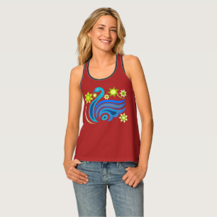 Women's Tank Top with creative bird with flower