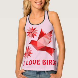 Women's Tank Top with creative bird with flower