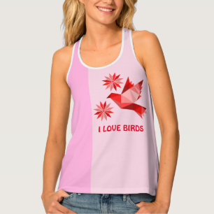 Women's Tank Top with creative bird with flower