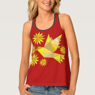 Women's Tank Top with creative bird with flower