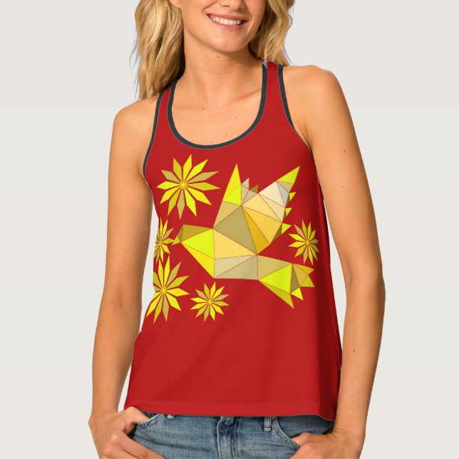 Women's Tank Top with creative bird with flower (Front)