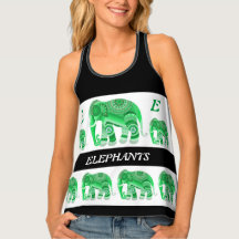 Women's Tank Top with green elephant