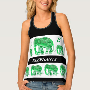 Women's Tank Top with green elephant