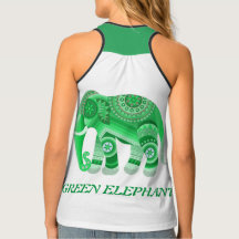 Women's Tank Top with green elephant