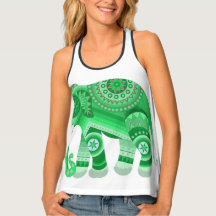 Women's Tank Top with green elephant