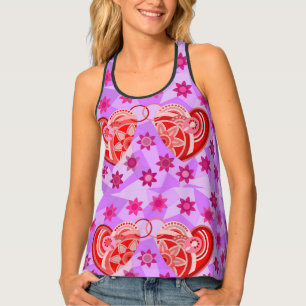 Women's Tank Top with hot red art