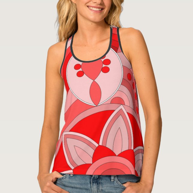 Women's Tank Top with hot red art (Front)
