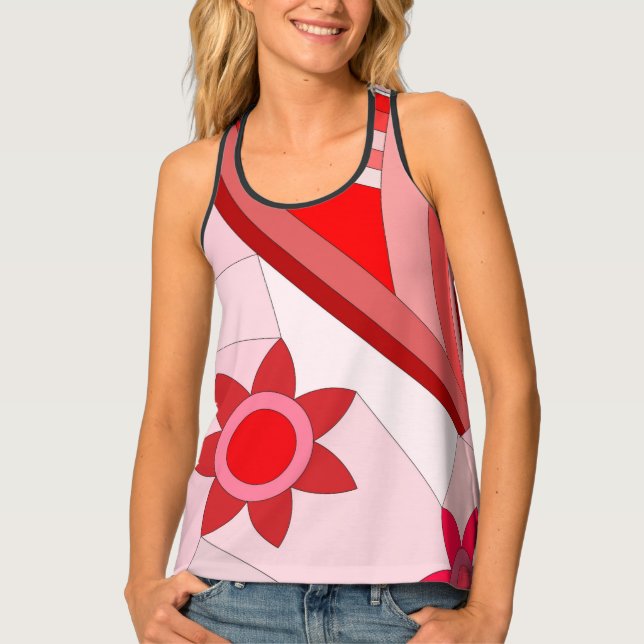 Women's Tank Top with hot red art (Front)