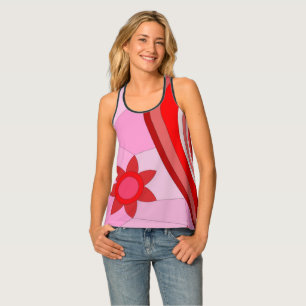 Women's Tank Top with hot red art