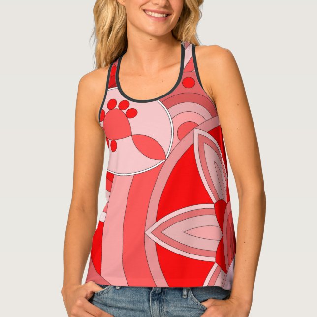 Women's Tank Top with hot red art (Front)
