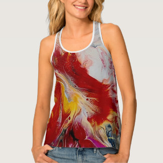 Women's Tank Top with red fluid art print #1