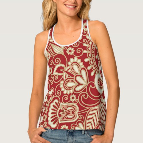 Womens Tank Top with red ornaments