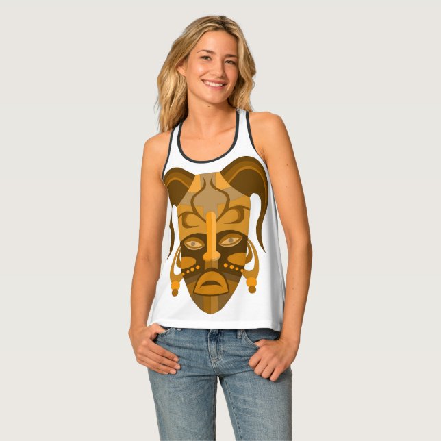 WOMEN'S TANK TOP WITH TRADITIONAL MASK DESIGN (Front Full)