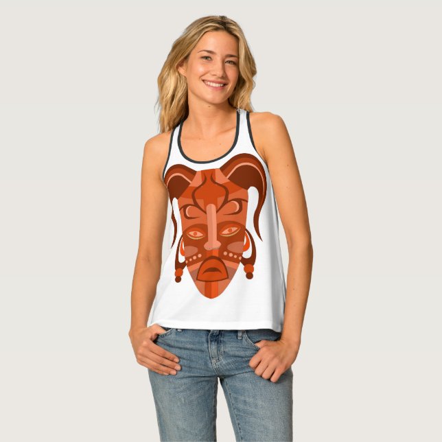WOMEN'S TANK TOP WITH TRADITIONAL MASK DESIGN (Front Full)