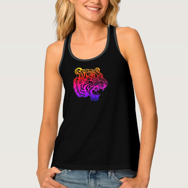 Women's Tank Top with Tribal Tiger CUSTOM INITIAL (Front)