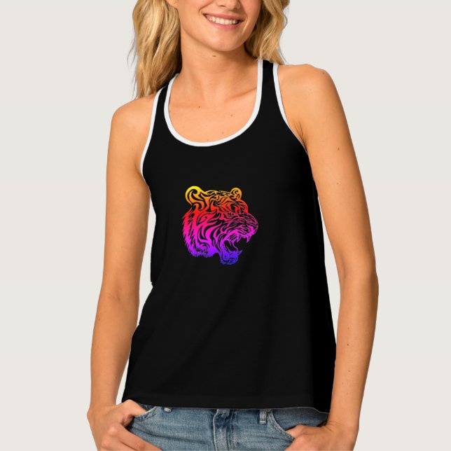 Women's Tank Top with Tribal Tiger CUSTOM INITIAL (Front)