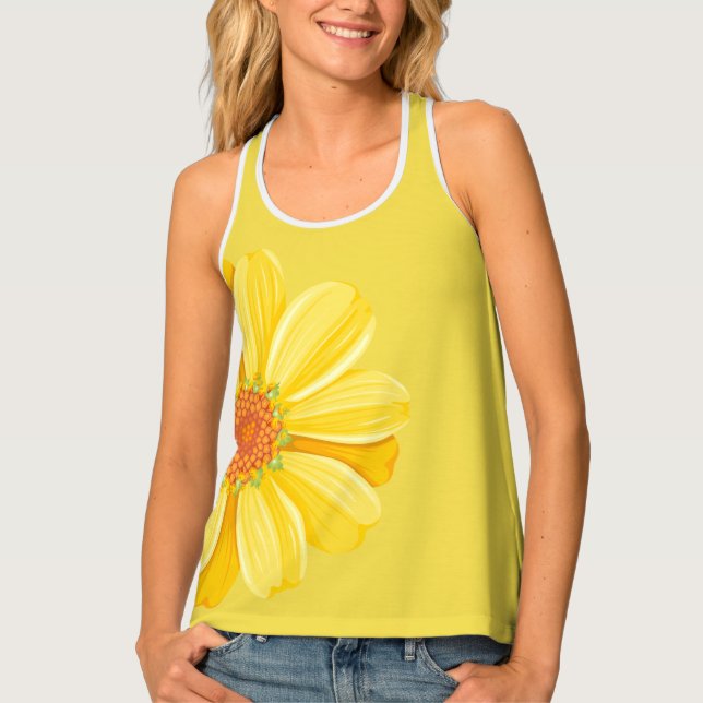 Womens Tank Top-Yellow Daisy (Front)