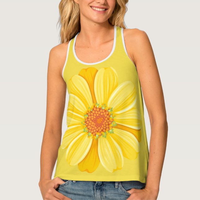 Womens Tank Top-Yellow Daisy (Front)