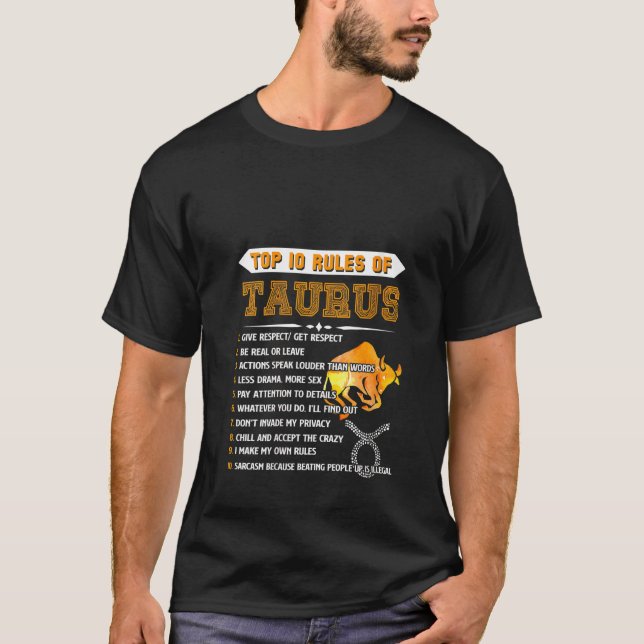 Womens Taurus Zodiac Birthday Top 10 Rules Of Taur (Front)