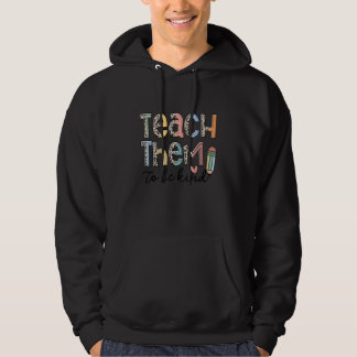 Womens Teach Them To Be Kind Teacher Leopard Penci Hoodie