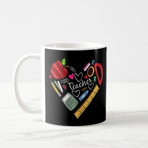 Womens Teacher Teaching Heart Graphic Teacher Day  Coffee Mug