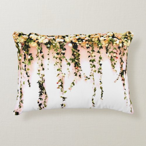 Womens Teen Girls Bohemian Peach Rose Floral Decorative Pillow