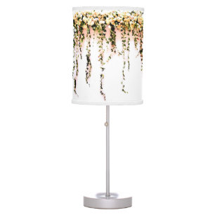 Women's Teen Girls Bohemian Peach Rose Floral Table Lamp