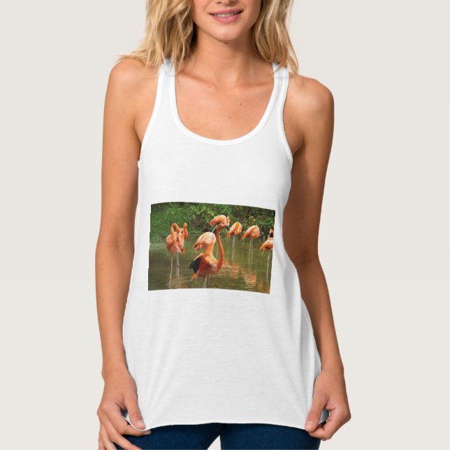 women's tees, female tees, teens tees, flamingo tank top (Front)