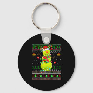 Womens Tennis Ball Snowman Ugly Christmas Sweaters Keychain