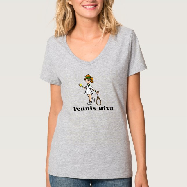 Women's Tennis Diva T-Shirt - Light Brown Hair (Front)