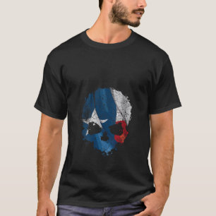 Womens Texas Patriot Texan Flag USA America Skull T-Shirt