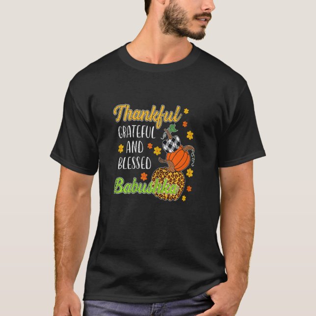 Womens Thankful Grateful Blessed Babushka Autumn F T-Shirt (Front)