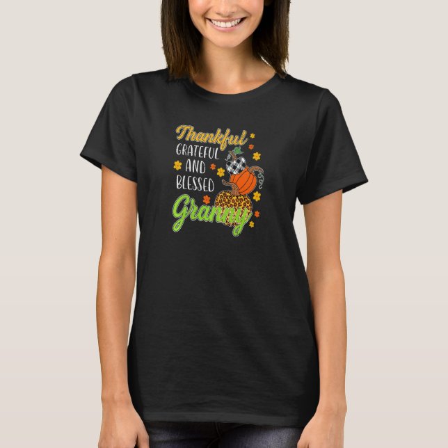 Womens Thankful Grateful Blessed Granny Autumn Fal T-Shirt (Front)