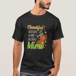 Womens Thankful Grateful Blessed Mimi Autumn Fall T-Shirt