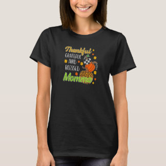 Womens Thankful Grateful Blessed Momma Autumn Fall T-Shirt