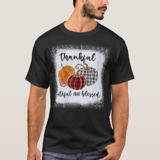 Womens Thankful Grateful Blessed Plaid Thanksgivi T-Shirt
