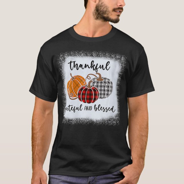 Womens Thankful Grateful Blessed Plaid  Thanksgivi T-Shirt (Front)