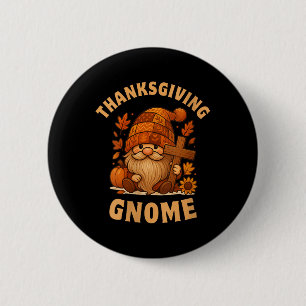 Womens Thanksgiving Gnome Cute Fall Autumn Season Button