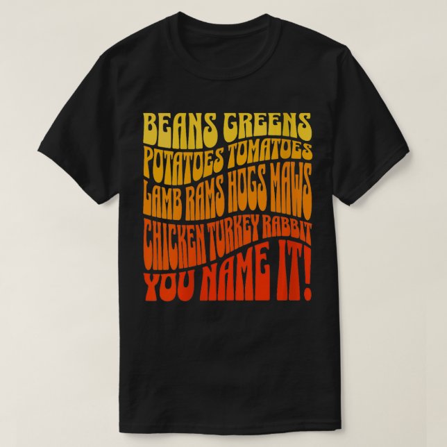 Womens Thanksgiving Greens Beans Potatoes Tomatoes T-Shirt (Design Front)