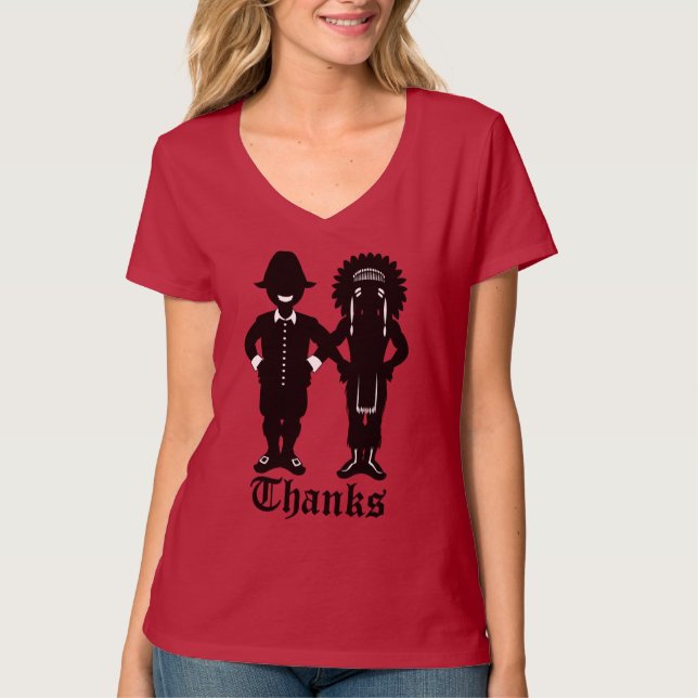 Women's Thanksgiving T-shirt Festive Holiday Shirt (Front)